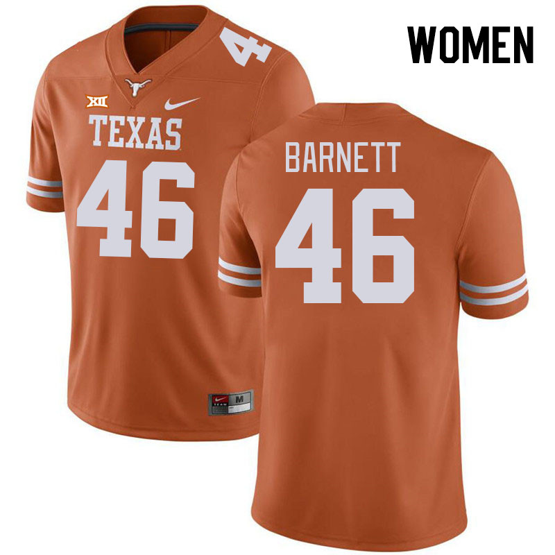 Women #46 Spencer Barnett Texas Longhorns College Football Jerseys Stitched-Orange